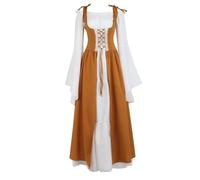 QJIRZB Costume rinascimentale da donna, abito medievale irlandese su piuma, taglia Deluxe, vittoriano, retrò, cosplay (giallo, M)