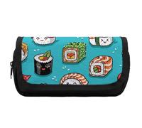 Qjjinxior Astuccio a doppio strato, borsa per appunti musicali, utilizzabile come astuccio per matite, Stile carino sushi, taglia unica, Astuccio