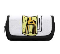 Qjjinxior Astuccio a doppio strato, brillante argento glitterato borsa per cancelleria utilizzata come astuccio, Carino giraffa e birra, taglia unica, Astuccio