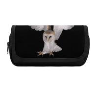 Qjjinxior Astuccio a doppio strato, brillante argento glitterato borsa per cancelleria utilizzata come astuccio, Gufo Fienile, taglia unica, Astuccio
