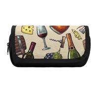 Qjjinxior Astuccio a doppio strato, brillante argento glitterato borsa per cancelleria utilizzata come astuccio, Bottiglie vintage eleganti per vino e uva, taglia unica, Astuccio