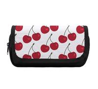 Qjjinxior Astuccio a doppio strato, brillante argento glitterato borsa per cancelleria utilizzata come astuccio, Frutta Ciliegia, taglia unica, Astuccio
