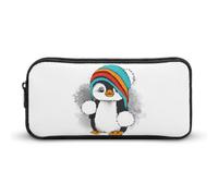Qjjinxior Astuccio per matite, astuccio con unicorno e arcobaleno, borsa per cancelleria, borsa da viaggio o piccola cassetta degli attrezzi, borsa per il trucco per ragazze, Simpatico pinguino., 22