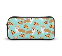 Qjjinxior Astuccio per matite, Aurora Starry Sky Space Starry Night SkyStationery Bag, borsa da viaggio d'affari o piccola cassetta degli attrezzi, borsa per il trucco per ragazze, Corgi e Pizza, 22