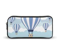 Qjjinxior Astuccio per matite, blu con mongolfiera, borsa da viaggio d'affari o piccola cassetta degli attrezzi, borsa per il trucco per ragazze, Palloncino blu ad aria calda., 22*12*5cm, Astuccio