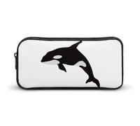 Qjjinxior Astuccio per matite, borsa per cancelleria con occhi verdi, borsa da viaggio d'affari o piccola cassetta degli attrezzi, borsa per il trucco per ragazze, Modello di balena dell'assassino, 22