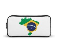 Qjjinxior Astuccio per matite, motivo tartaruga, borsa da viaggio d'affari o piccola cassetta degli attrezzi, borsa per il trucco per ragazze, Bandiera del Brasile Verde, 22*12*5cm, Astuccio