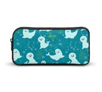 Qjjinxior Astuccio per matite, teschio gotico damascato spaventoso per Halloween, borsa da viaggio d'affari o piccola scatola degli attrezzi, borsa per il trucco per ragazze, Simpatico sigillo, 22*12