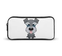 Qjjinxior Astuccio per matite, teschio gotico damascato spaventoso per Halloween, borsa da viaggio d'affari o piccola scatola degli attrezzi, borsa per il trucco per ragazze, Simpatico cane Schnauzer