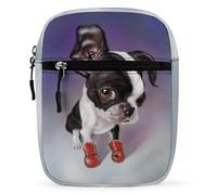 Qjjinxior Borsa a tracolla, borsa a tracolla con fiori di ciliegio, piccola borsa multiuso per lavoro, viaggi d'affari, Boston Terrier da boxe, Taglia unica