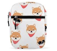 Qjjinxior Borsa a tracolla, borsa a tracolla con note musicali, piccola borsa multiuso per lavoro, viaggi d'affari, Bel cane Shiba Lnu, Taglia unica