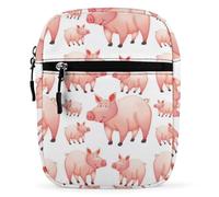 Qjjinxior Borsa a tracolla, borsa a tracolla con riccio, borsa multiuso piccola per lavoro, viaggi d'affari, Maiale Fattoria Rosa Cartoon, Taglia unica