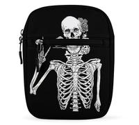 Qjjinxior Borsa a tracolla, borsa a tracolla con volpe dei cartoni animati, multiuso, piccola borsa a tracolla per lavoro, viaggi d'affari, Divertente teschio scheletro rock and roll, Taglia unica