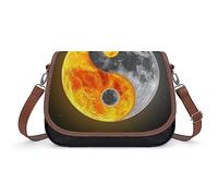 Qjjinxior Borsa a tracolla, borsa a tracolla in pelle con impronte di ossa di cane, borsa da donna, per viaggi, lavoro, uso quotidiano, Cool Yin Yang, Taglia unica