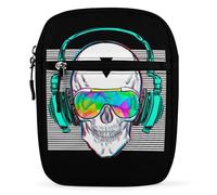 Qjjinxior Borsa a tracolla, borsa a tracolla rossa con anguria, borsa multiuso piccola per lavoro, viaggi d'affari, Rock And Roll Skull, Taglia unica
