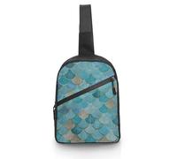 Qjjinxior Borsa a tracolla, borsa a tracolla verde con luna aliena UFO, borsa a tracolla per viaggi, shopping, sport, Scala della sirena dell'oro, Taglia unica, Classico