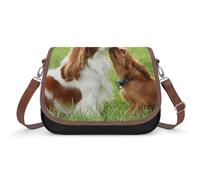 Qjjinxior Borsa a tracolla, in pelle, stile nativo americano, da donna, per viaggi, lavoro, uso quotidiano, Cavalier King Charles Spaniel, Taglia unica