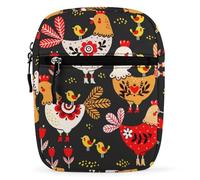 Qjjinxior Borsa a tracolla, strana borsa a tracolla colorata a forma di pollo, multiuso, piccola borsa a tracolla per lavoro, viaggi d'affari, Pollo colorato strano, Taglia unica