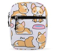 Qjjinxior Borsa a tracolla, strana borsa a tracolla colorata a forma di pollo, multiuso, piccola borsa a tracolla per lavoro, viaggi d'affari, Corgi divertenti, Taglia unica