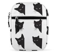 Qjjinxior Borsa a tracolla, strana borsa a tracolla colorata a forma di pollo, multiuso, piccola borsa a tracolla per lavoro, viaggi d'affari, Gruppo carino gatto nero, Taglia unica