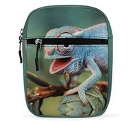 Qjjinxior Borsa a tracolla, strana borsa a tracolla colorata a forma di pollo, multiuso, piccola borsa a tracolla per lavoro, viaggi d'affari, Divertente camaleonte, Taglia unica