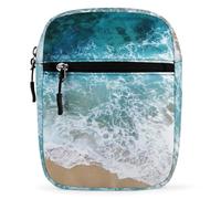 Qjjinxior Borsa a tracolla, strana borsa a tracolla colorata a forma di pollo, multiuso, piccola borsa a tracolla per lavoro, viaggi d'affari, Bellissime onde dell'oceano., Taglia unica