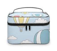 Qjjinxior Borsa cosmetica, Glow in The Dark Costellations Midnight Makeup Bag, Borsa da viaggio in pelle per donne, Palloncino colorato ad aria calda., 25x18x15cm