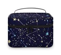 Qjjinxior Borsa cosmetica, Glow in The Dark Costellations Midnight Makeup Bag, Borsa da viaggio in pelle per donne, Bagliore nel buio costellazioni mezzanotte, 25x18x15cm