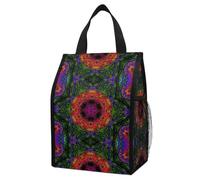 Qjjinxior Borsa per il pranzo caleidoscopio psichedelico con tasche esterne, borsa per il pranzo per lavoro, picnic, viaggi