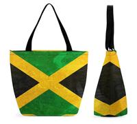 Qjjinxior Borsa tote con cerniera, borsa da spiaggia con impronte di zampa di cane, grande borsa a tracolla per tutti i giorni, viaggio, Bandiera della Giamaica Art Design, 28.5 x 18 x 32.5 cm