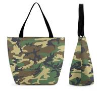 Qjjinxior Borsa tote con cerniera, borsa da spiaggia con impronte di zampa di cane, grande borsa a tracolla per tutti i giorni, viaggio, Motivo mimetico., 28.5 x 18 x 32.5 cm