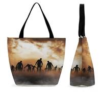 Qjjinxior Borsa tote con cerniera, borsa da spiaggia grigia con pipistrelli di Halloween, grande borsa a tracolla per tutti i giorni, viaggio, Zombies Dead Men Walking Body at Night, 28.5 x 18 x 32.5