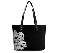 Qjjinxior Borsa tote da donna, borsa a mano colorata con cane levriero, borsa a tracolla da donna per lavoro quotidiano viaggi, Teschi neri., 29*34*14cm