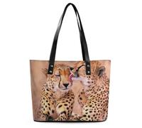 Qjjinxior Borsa tote da donna, borsa a mano colorata con cane levriero, borsa a tracolla da donna per lavoro quotidiano viaggi, Coppia di ghepardi, 29*34*14cm