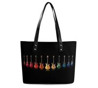 Qjjinxior Borsa tote da donna, borsa a mano con note musicali, borsa a tracolla da donna per lavoro quotidiano viaggi, Chitarra Musica Colorata, 29*34*14cm