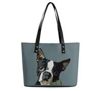 Qjjinxior Borsa tote da donna, graziosa borsa a mano con balena assassina, borsa a tracolla da donna per lavoro quotidiano viaggi, Boston Terrier, 29*34*14cm