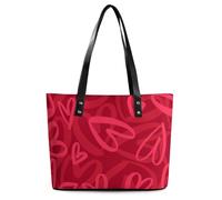 Qjjinxior Borsa tote da donna, graziosa borsa a mano con balena assassina, borsa a tracolla da donna per lavoro quotidiano viaggi, Coperto con cuori rossi, 29*34*14cm