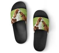 Qjjinxior Cavalier King Charles Spaniel, pantofole antiscivolo per uomo e donna, ciabatte da doccia, Nero Stile 4, 40 2/3 EU