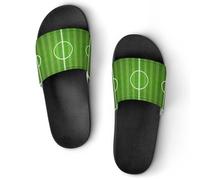 Qjjinxior Ciabatte antiscivolo, verde campo da calcio Sliders per uomini e donne, scivoli doccia, Stile nero, 41 1/3 EU