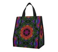 Qjjinxior Grande borsa per il pranzo, pieghevole, impermeabile, isolata, caleidoscopio psichedelico, borsa per il pranzo, per lavoro, picnic, viaggi