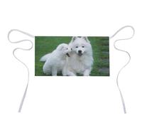 Qjjinxior Grembiule corto con fiori colorati e mezza vita da lavoro con 3 tasche, Cane Samoiedo, 30x60cm