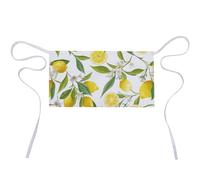 Qjjinxior Grembiule corto, motivo coccinelle infinito maculato mezzo grembiule da lavoro con 3 tasche, Limone con Fiori E Foglie, 30x60cm