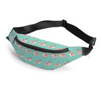 Qjjinxior Marsupio con motivo mucca, marsupio regolabile per corsa, camminata, escursionismo, Carino Corgi Pet e tè al latte, 36*15cm
