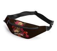 Qjjinxior Marsupio con semi di tarassaco, regolabile, per corsa, camminata, escursionismo, Teschio di zucchero floreale Giorno dei morti, 36*15cm