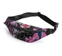 Qjjinxior Marsupio da boxe, marsupio regolabile per corsa, camminata, escursionismo, Teschio fiore, 36*15cm