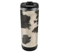 Qjjinxior Tazza da caffè da viaggio isolata in acciaio inox, 380 ml, nera, vintage, con coperchio a tenuta stagna, fondo antiscivolo
