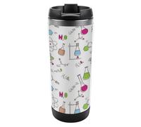 Qjjinxior Tazza da caffè da viaggio isolata in acciaio inox da 380 ml, motivo esperimento chimico, tazza da viaggio con coperchio a tenuta stagna, fondo antiscivolo