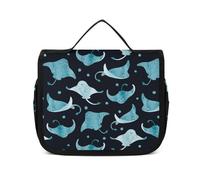 Qjjinxior Trousse da appendere, borsa da toilette Manta Ray e pesce, borsa per il trucco per viaggi, affari, vacanze