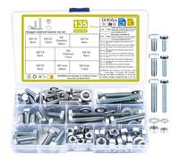 QJKEJI 135 Pezzi M6 M8 Viti Bulloni e Dadi e Rondelle Set, Viti bulloni e dadi a Testa Esagonale, Viti e Dadii Set, Bullonis e Dadi con Testa esagonale, Bulloni a Esagonale Meccanici e dadii