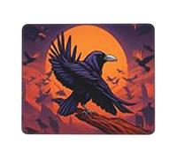 QJKFDHG Raven Moon Flight Tappetino per mouse stampato con base antiscivolo, tappetino da scrivania esteso per ufficio e giochi, base in gomma da 3 mm, lavabile in lavatrice, perfetto per computer